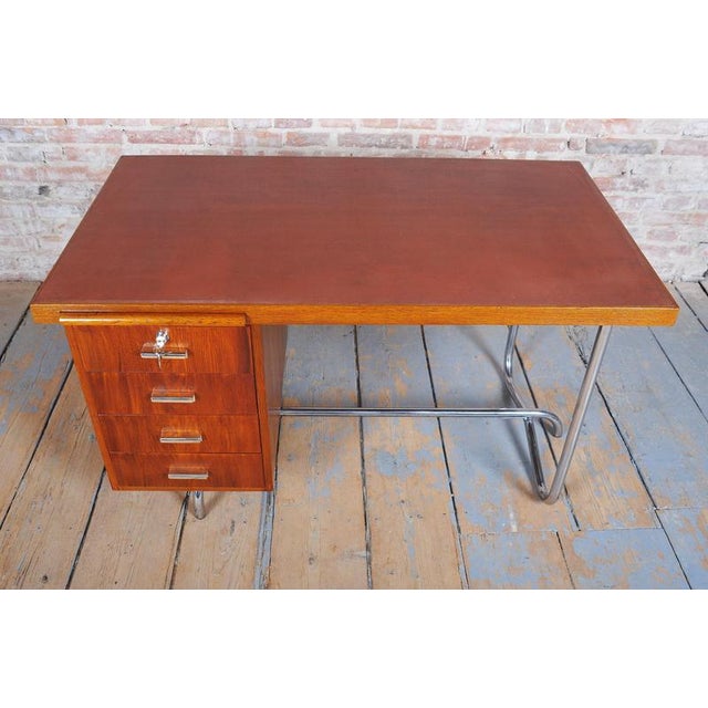 Bauhaus Writing Desk in Oak by Hynek Gottwald, Czechia, 1930s For Sale - Image 6 of 16