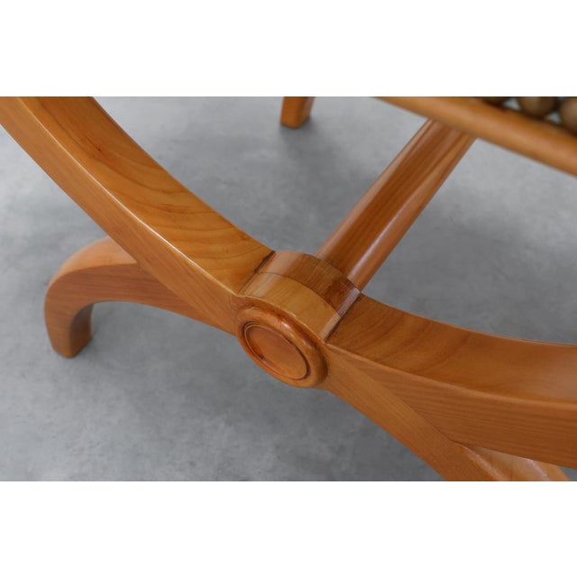 Empire Style Curule Stool with Striped Upholstery, France, 1950s For Sale - Image 9 of 12