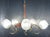 1960s Japanese Wood and Brass 5-Light Tulip Chandelier With Original Textured-Glass Shades For Sale In New York - Image 6 of 12