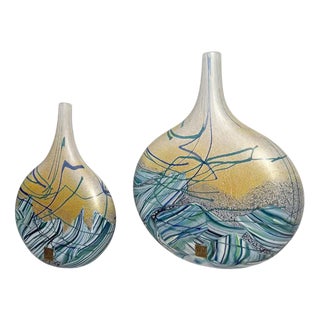 Isle of Wight Blown Glass Vases by Michael Harris, Set of 2 For Sale