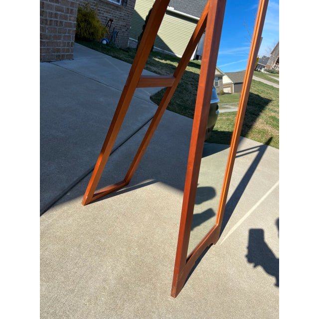 Vintage Mid Century Large Full Length Solid Teak Arched Folding Stand