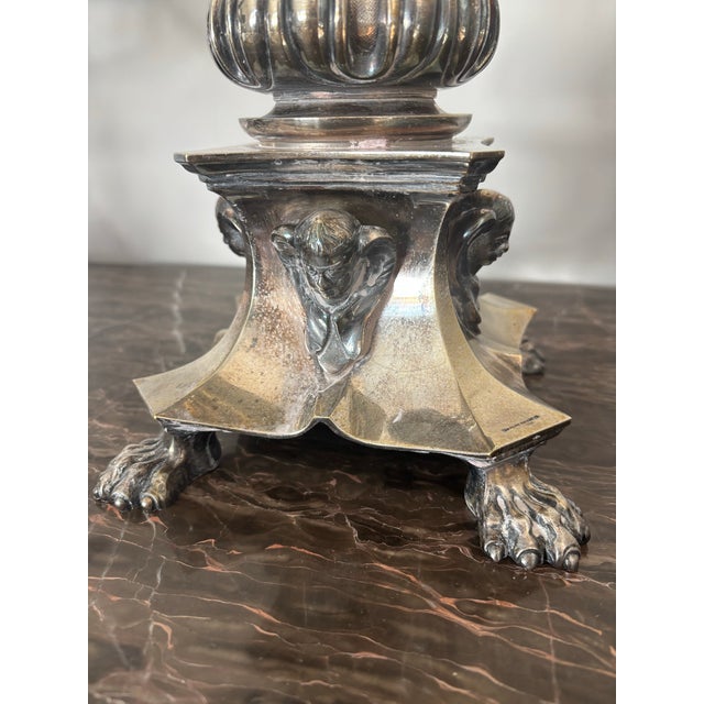1980s 1980s Silver Plated Gargoyle Lamp For Sale - Image 5 of 8