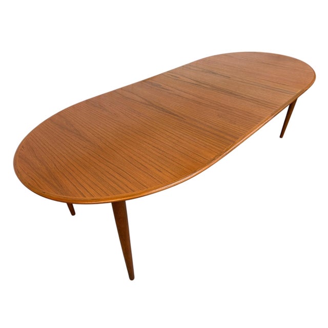Wood Vintage Danish Modern Oval Teak Dining Table - Refinished! For Sale - Image 7 of 9
