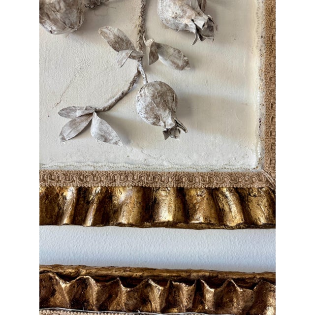 White Paper Mache Framed Pomegranates Wall Hanging For Sale - Image 8 of 9