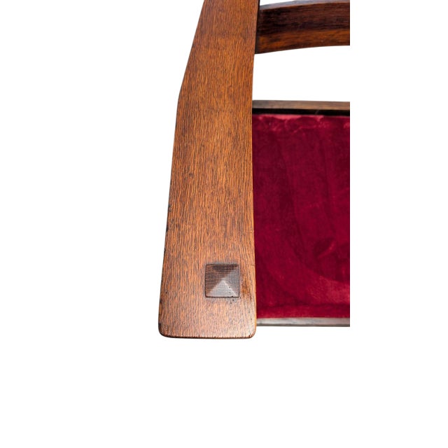 Brown Antique Stickley Mission Oak Armchair For Sale - Image 8 of 13