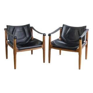 Brown Saltman Safari Sling Lounge Chairs Set of 2 From 1960s For Sale