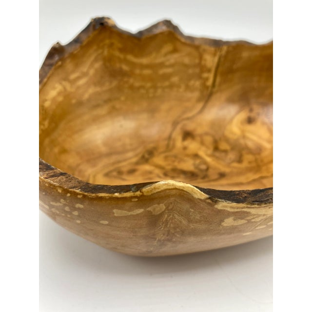 1960s Handcrafted Artisan Olive Wood Bowl For Sale - Image 4 of 9