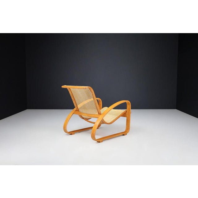 1960s Mid-Century Modern Bentwood and Wicker Lounge Chair, Italy, 1960s For Sale - Image 5 of 10