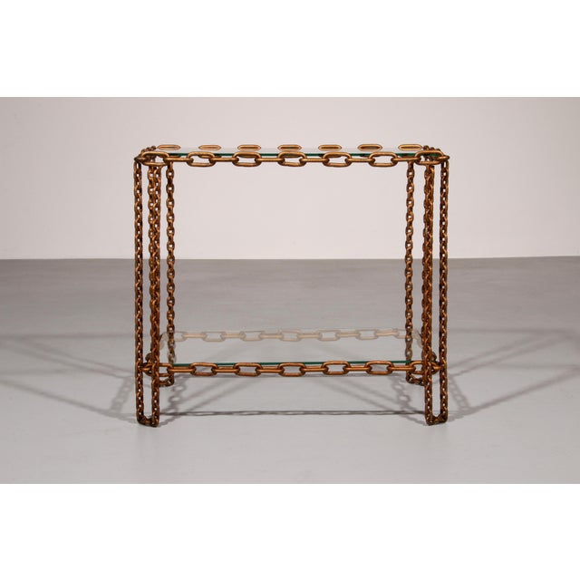 1970s Boho Chain Side Table Industrial Elegance,1970 For Sale - Image 5 of 10