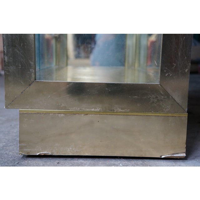 Vintage Hollywood Regency Brass & Glass Curio Display Cabinet Vitrine MCM 80" For Sale - Image 9 of 18