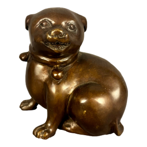 Mid 20th Century Bronze Puppy Dog Sculpture, Taisho Style in the Manner of the Hirado Puppy