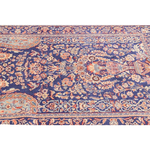 1980s Semi-Antique Hand-Knotted Persian Kashan Rug 4'3" X 6'9" For Sale - Image 5 of 16