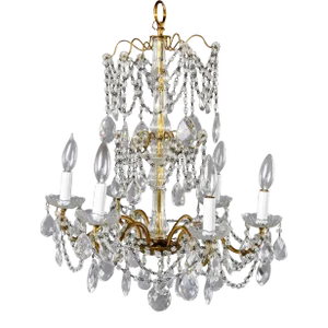 Italian Six Light Crystal Chandelier With Large Drops