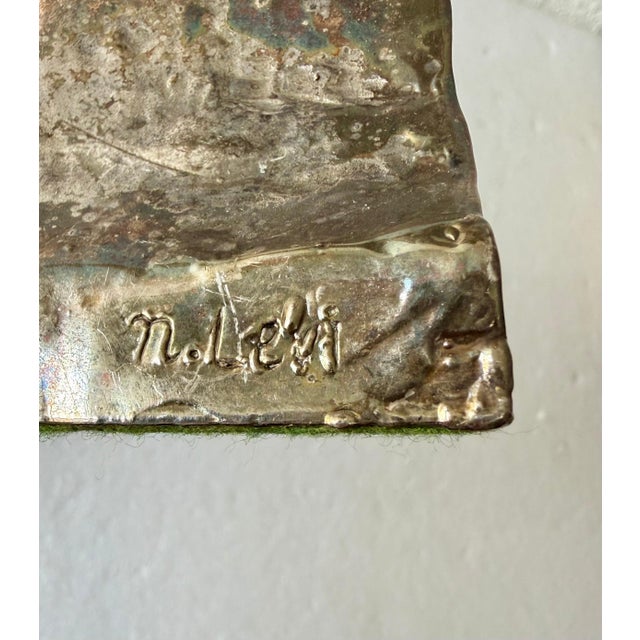 Metal Unknown, Artist Designed Signed Judaica Israeli Menorah Candelabra Sculpture Silver Plate For Sale - Image 7 of 12