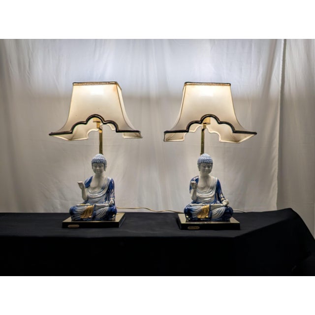 Vintage Scultura Viva Porcelain Buddha Lamps by Edoardo Tasca, 1970s, Set of 2 For Sale - Image 9 of 18