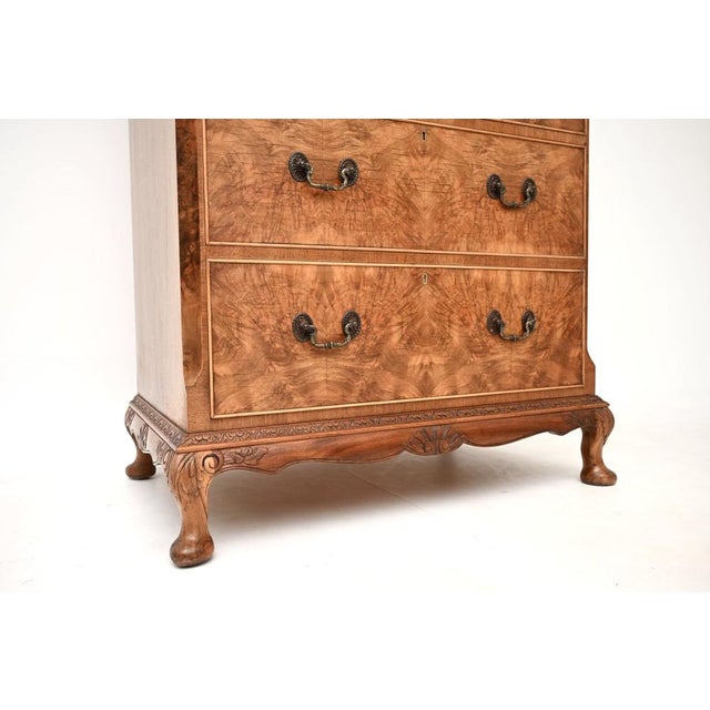 Burr Walnut Chest on Chest of Drawers, 1930s For Sale - Image 11 of 12