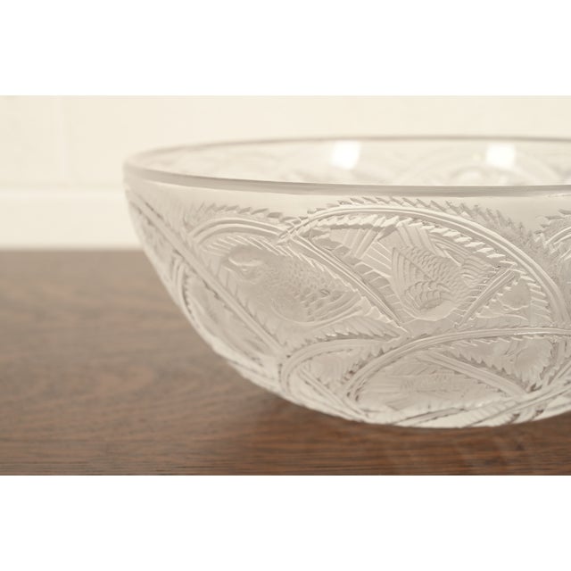 Glass Lalique "Pinsons" Art Deco Frosted Crystal Glass Bowl For Sale - Image 7 of 14