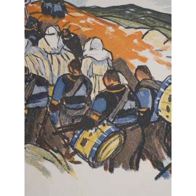 Mathurin Meheut, Brittany, The Procession with Orchestra, Engraving For Sale - Image 4 of 8