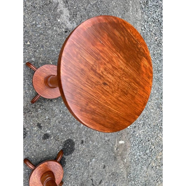 Pair of Antique Quarter-Sawn Pedestal / Plant Stands For Sale - Image 9 of 17