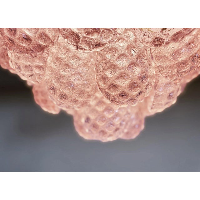 Metal Murano Ceiling Chandelier – 32 Rose/Pink Grit Drop Shape Glass For Sale - Image 7 of 11