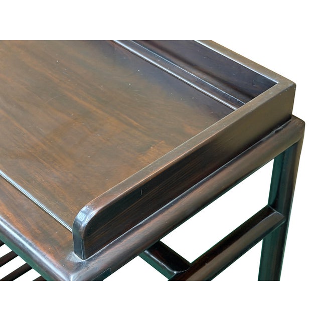 Natural Wood Dark Brown Minimalistic Slim Legs Console Foyer Side Table For Sale - Image 10 of 14