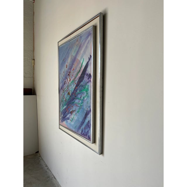80's Mid Century Abstract Expressionist Oil Painting on Canvas, Signed For Sale - Image 4 of 13