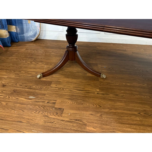 Georgian Style Multi-Banded Mahogany Dining Table by Leighton Hall - Showroom Sample For Sale - Image 17 of 18