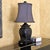 Asian Inspired Black & Brown Porcelain Medallion Table Lamp With Shade For Sale - Image 17 of 18