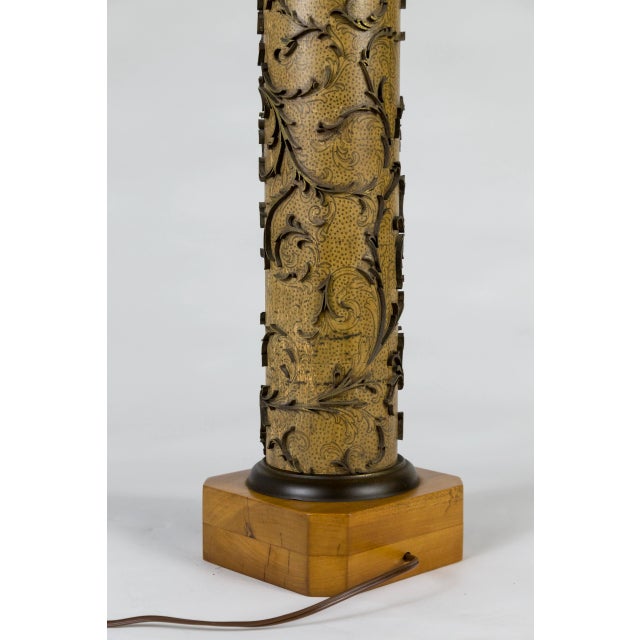 Vintage Wallpaper Printing Roller as Table Lamp For Sale - Image 10 of 13