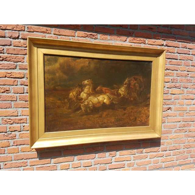 H. Post, 5 Horse Carriage/Team, Oil Painting, Early 20th Century, Framed For Sale - Image 4 of 14