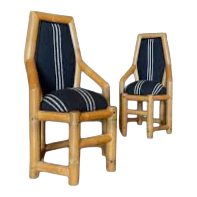 Mid Century Brutalist-Inspired Bamboo Armchair (Sold as Pairs) For Sale