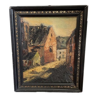 Lively Landscape, Oil on Panel, 1800s, Framed For Sale