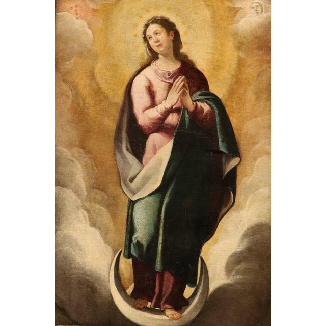 Spanish school, 17th century immaculate virgin with symbols of the litany of loreto oil on canvas 101 x 76 cm. in an...