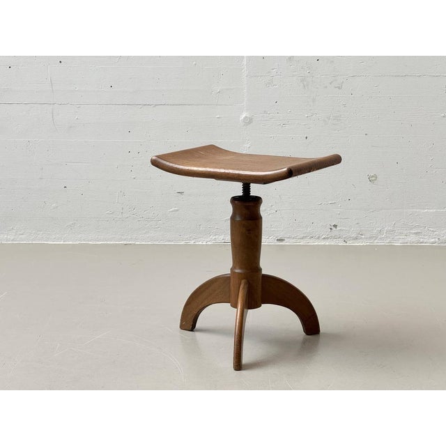 Wood Height-Adjustable Piano Stool in Beech, 1920s For Sale - Image 7 of 18
