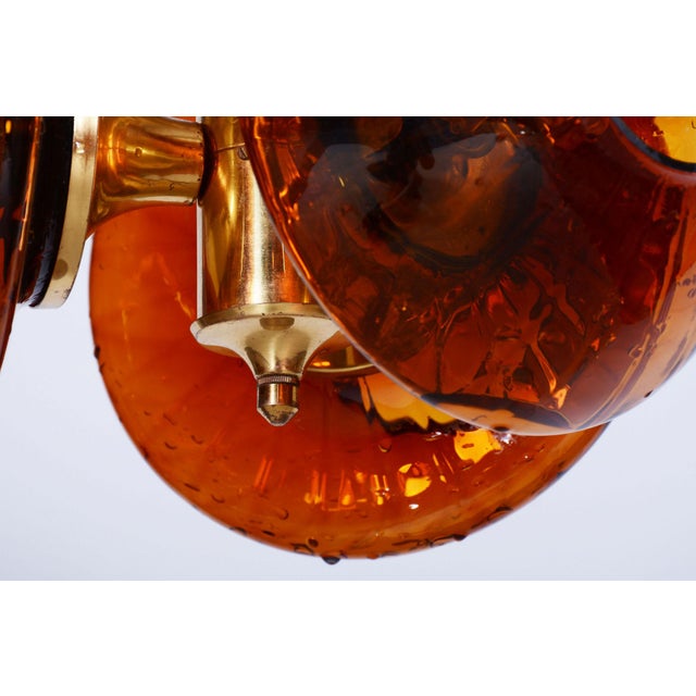 Mid-Century Czech Brass and Glass Chandelier attributed to Kamenický Šenov, 1960s For Sale - Image 6 of 12