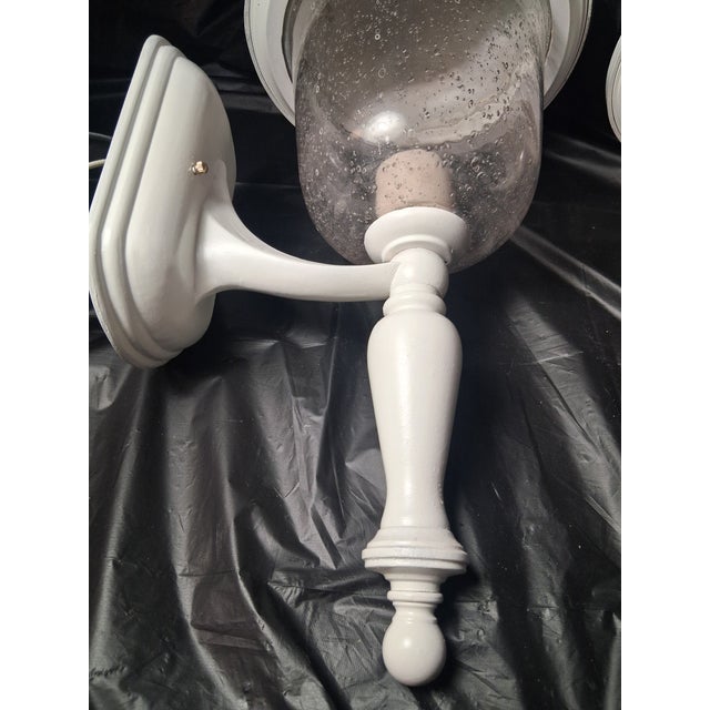 Glass Vintage Outdoor Seeded Glass Wall Sconses - A Pair For Sale - Image 7 of 13