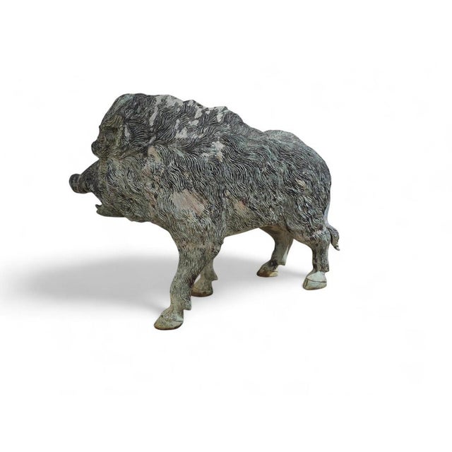 Italian Artist, Large Patinated Wild Boar Sculpture, Mid-20th Century, Bronze For Sale - Image 4 of 7