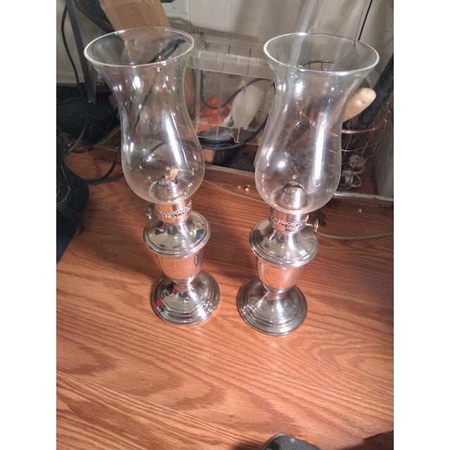 1960s Pair of Gorham Silver Plated Oil Lamps Model Yc490 For Sale - Image 10 of 12