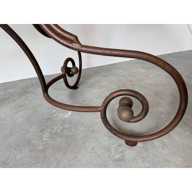 1960’s French Hollywood Regency Metal & Brass Indoor/Outdoor Dining Table With White Marble Top For Sale - Image 12 of 12