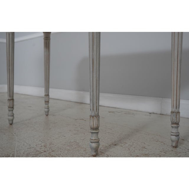 Stone Pair Italian Made French Louis XVI Marble Top Console Tables For Sale - Image 7 of 17