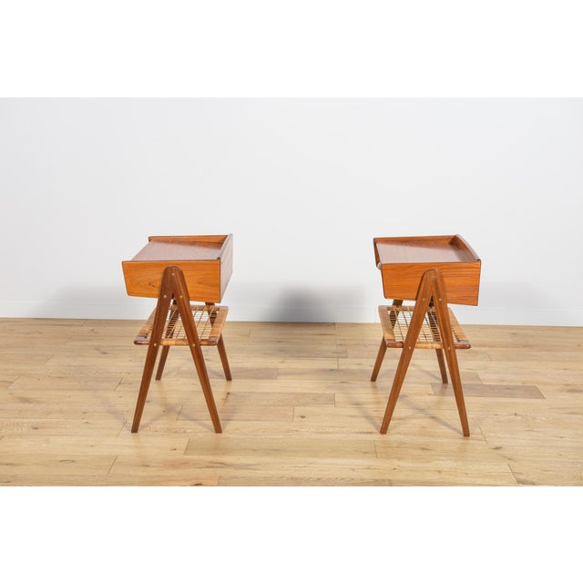 1960s Mid-Century Modern Teak and Rattan Nightstands by Søren Rasmussen, 1960s, Set of 2 For Sale - Image 5 of 18