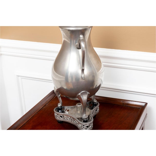 Traditional Antique Royal Holland Pewter Coffee Service on Ornate Stand & Sternau Warmer For Sale - Image 3 of 11