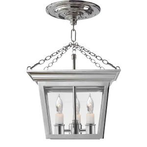 Chapman & Myers for Visual Comfort Signature Cornice Semi-Flush Lantern in Polished Nickel