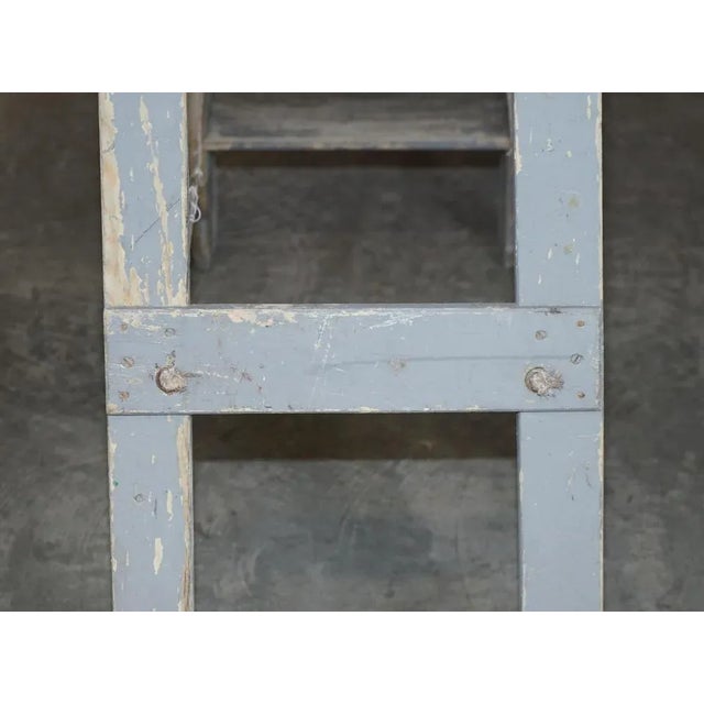 Vintage Aqua Blue Paint Pitch Pine Decorators Ladder, 1920s For Sale - Image 14 of 18