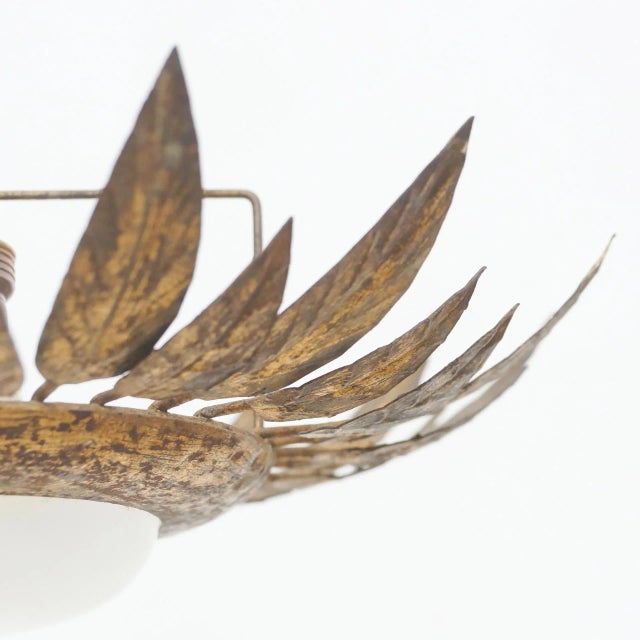 Wood Mid-Century Sunburst Brass Pendant Lamp, 1960s For Sale - Image 7 of 9