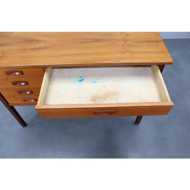 Mid-Century Danish Freestanding Teak Writing Desk, 1960s For Sale - Image 4 of 15