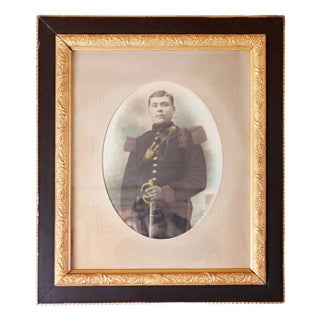 Belgian Artist, Cavalry Officer, Pastel on Cardboard, Framed For Sale