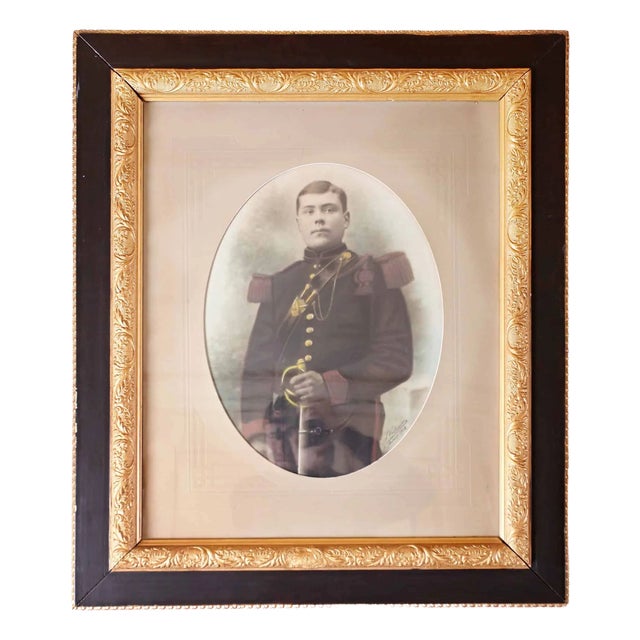 Belgian Artist, Cavalry Officer, Pastel on Cardboard, Framed For Sale