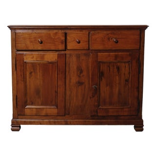 19th Century Rustic Italian Walnut Sideboard with Doors and Drawers For Sale