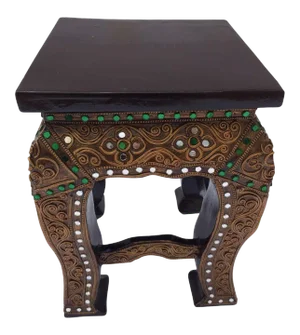 1960 Asian Wooden Temple Gilded Low Table
